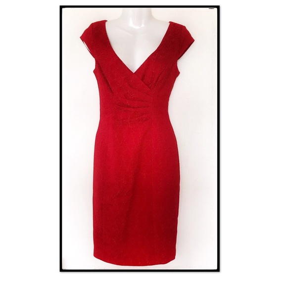 NWT Kay Unger Red Ruched Glamorous Dress - Picture 7 of 7